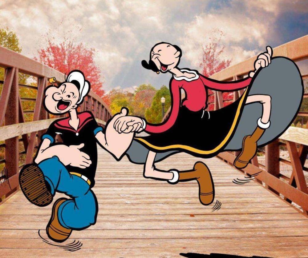 Popeye (kiri) dan Olive (kanan) sedang berdansa. (Instagram.com/popeye)