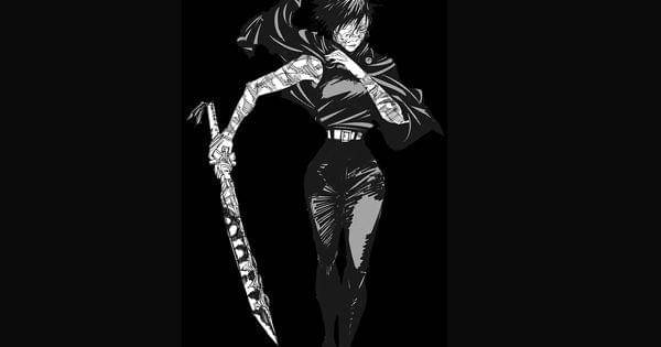 Maki membawa Dragon Bone Sword ( Dok. Shueisha / Jujutsu Kaisen )