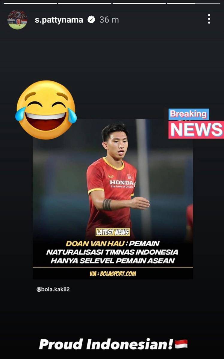 Unggahan Shayne Pattynama di IG Story. (instagram.com/s.pattynama)