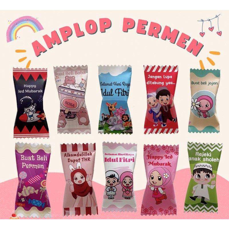 amplop lebaran berbentuk kemasan permen (shopee.co.id/Serba@murah)