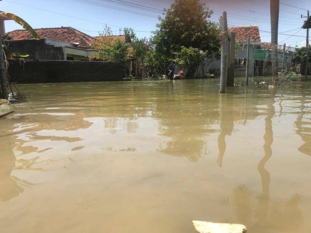 Pemukiman warga di Kedungbanteng, Desa Wonorejo, Kecamatan Karanganyar, Demak yang masih terendam banjir, Rabu (27/3/2024). (IDN Times/Bandot Arywono)