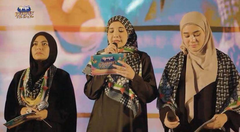 potret Irish Bella cs bacakan puisi untuk Palestina (Instagram.com/fenitarie)