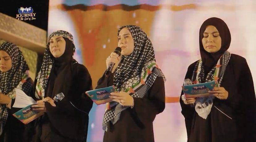 potret Irish Bella cs bacakan puisi untuk Palestina (Instagram.com/fenitarie)