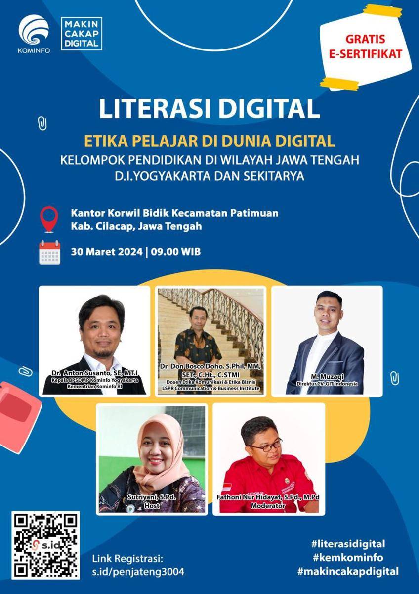 Kegiatan Literasi Digital untuk anak SD di Cilacap. (Kemkominfo)
