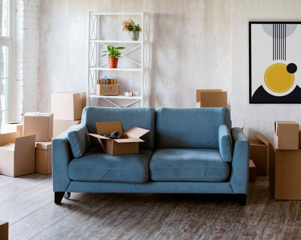 ilustrasi sofa berwarna biru keabu-abuan (freepik.com/freepik)