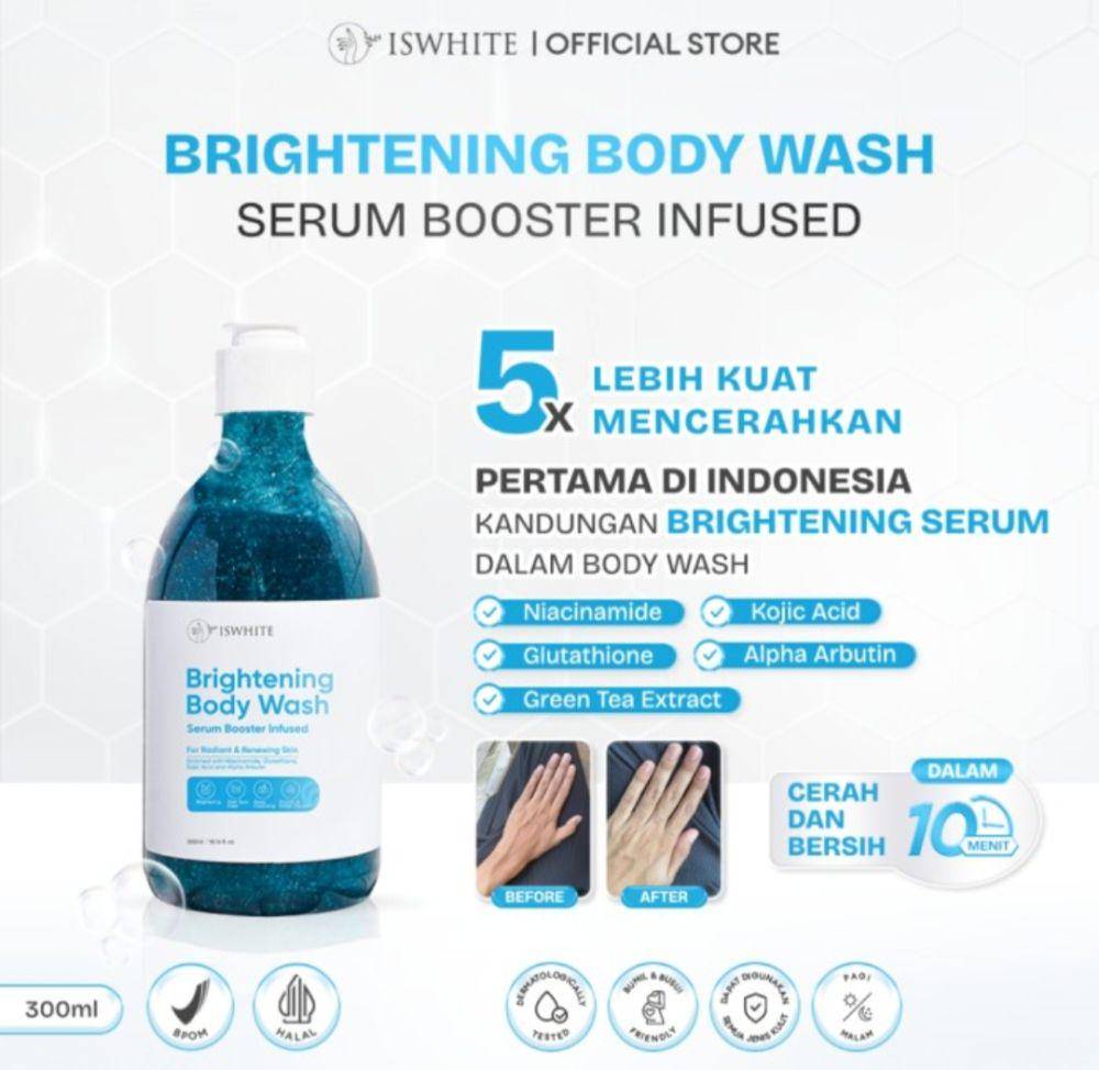 ISWHITE Brightening Body Wash Serum Booster Infused (tokopedia.com/fitrinugraheni08)