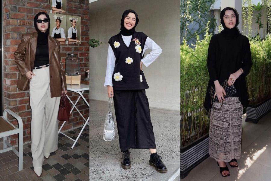 15 Padu Padan Hijab Hitam ala Aghnia Punjabi, Kece Abis!