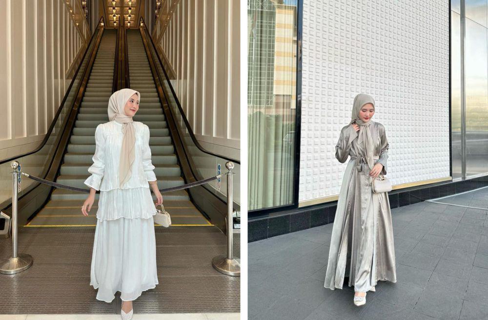inspirasi outfit untuk bukber dengan abaya (instagram.com/intanghazll_)