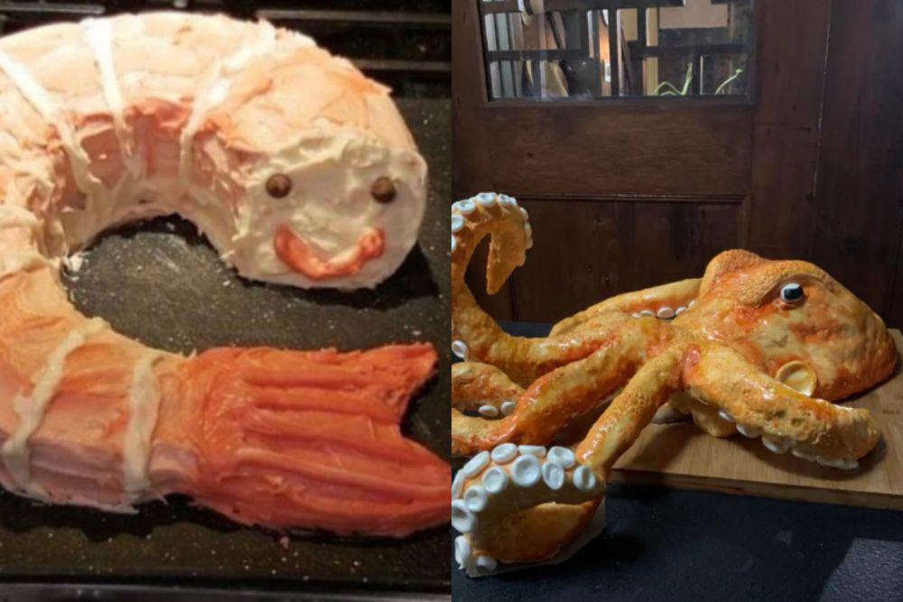 7 Potret Kocak Kue Berbentuk Seafood, Bentuknya Realistis Banget?