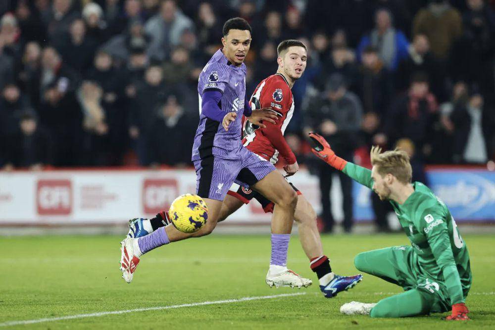 Liverpool melawan Sheffield United pada paruh pertama EPL 2023/2024. (premierleague.com)
