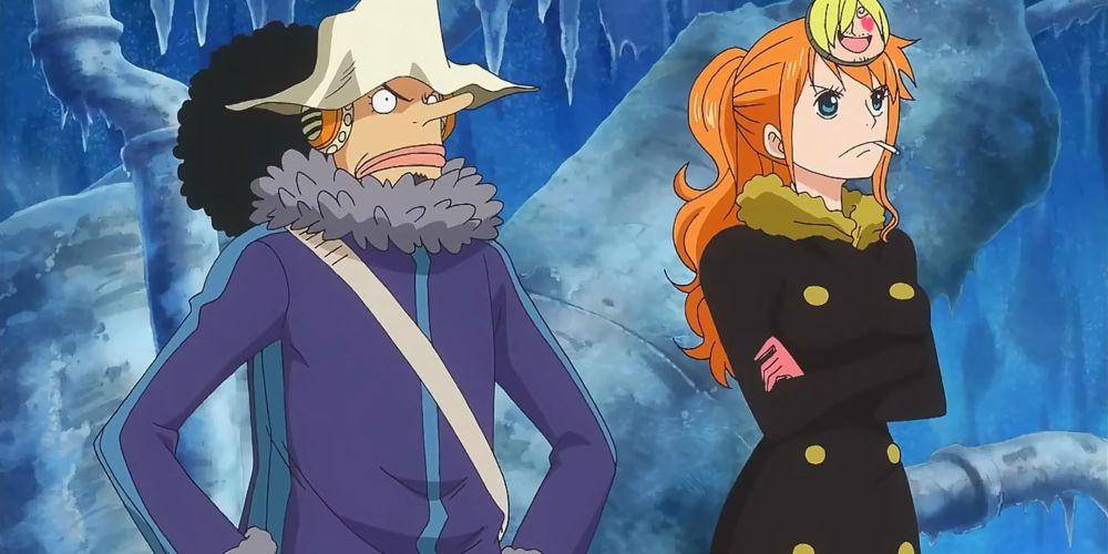 Nami mengenakan pakaian bergaya klasik dan Hangat (dok. Toei Animation/One Piece)