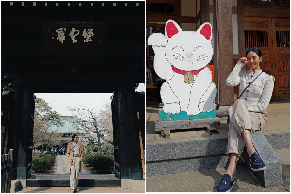 8 Potret Anya Geraldine Mengunjungi Kuil Gotokuji di Jepang, Healing!