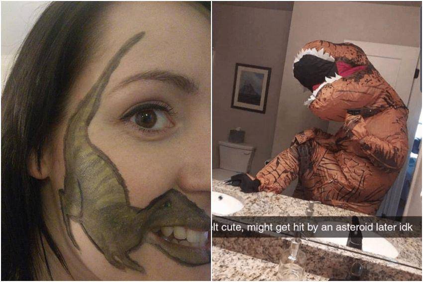 kolase foto kocak berhubungan dengan dinosaurus (reddit.com/user/Cl4pYoHands | reddit.com/user/ImUrFatMom)