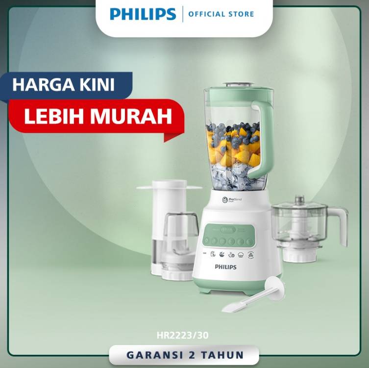 Philips Blender 5000 Series 2L Plastic - Green + Accessory HR2223/30 (tokopedia.com/Philips Home Appliances)