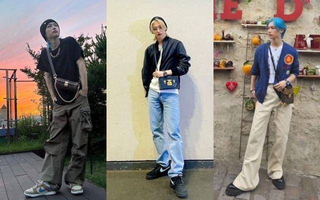 Ide OOTD pakai sling bag ala Felix Stray Kids (instagram.com/realstraykids)