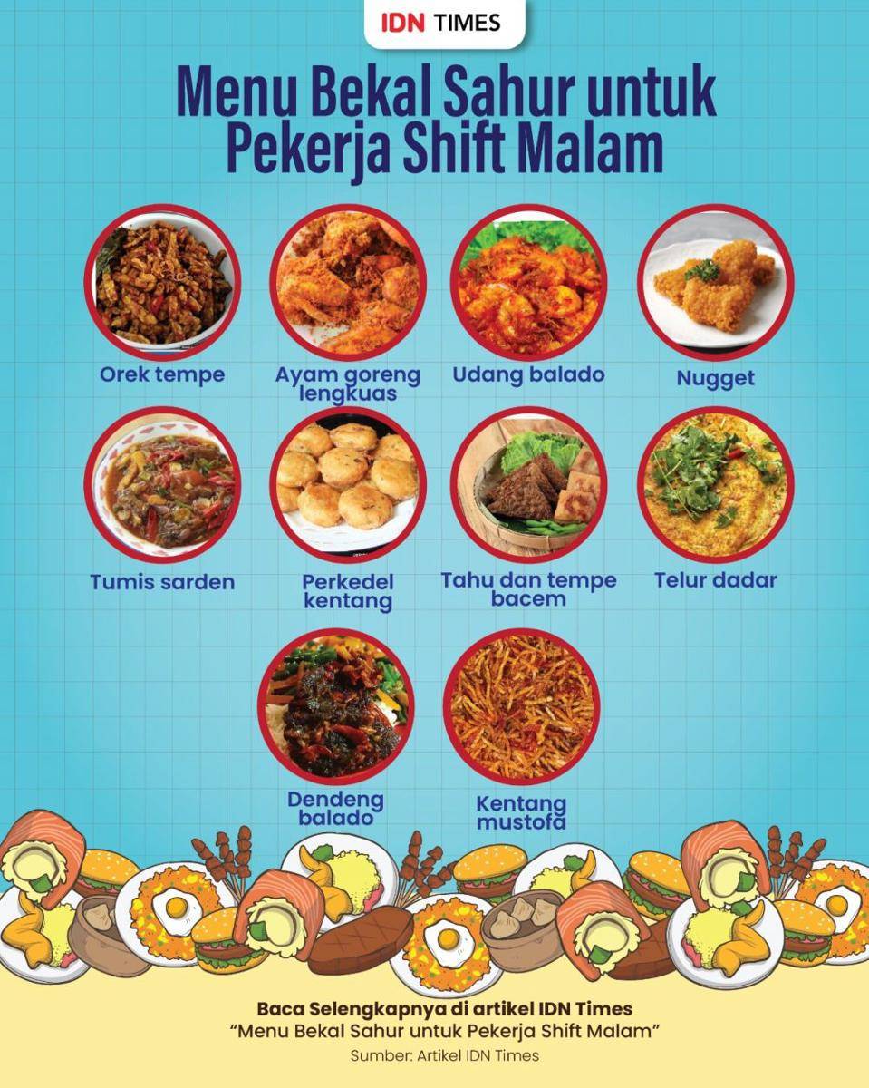 Infografis menu bekal sahur untuk shift malam (IDN Times/Aditya Pratama)