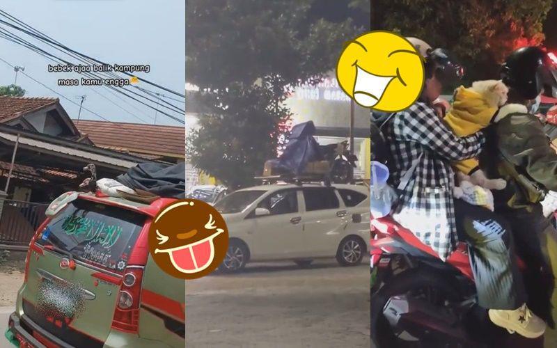 11 Momen Kejadian Kocak pas Mudik Lebaran, Bawa Motor di Atas Mobil