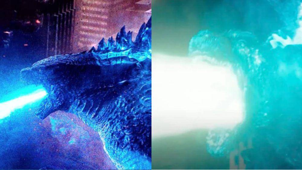 perbandingan Atomic Breath Godzilla MonsterVerse (kiri) dan Godzilla versi Godzilla Minus One (kanan) (dok. Legendary Pictures/Godzilla vs. Kong | dok. Toho/Godzilla Minus One)
