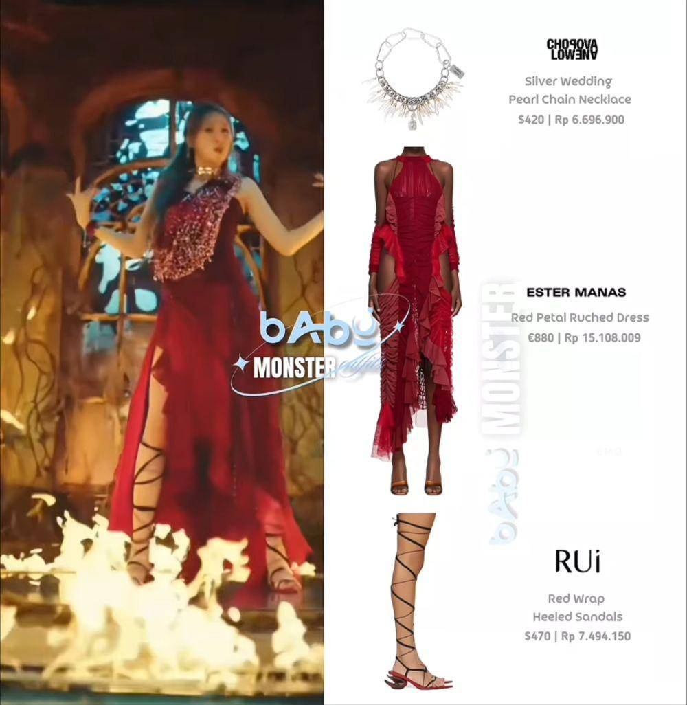 harga outfit BABYMONSTER di MV SHEESH (instagram.com/babymonsteroutfits)