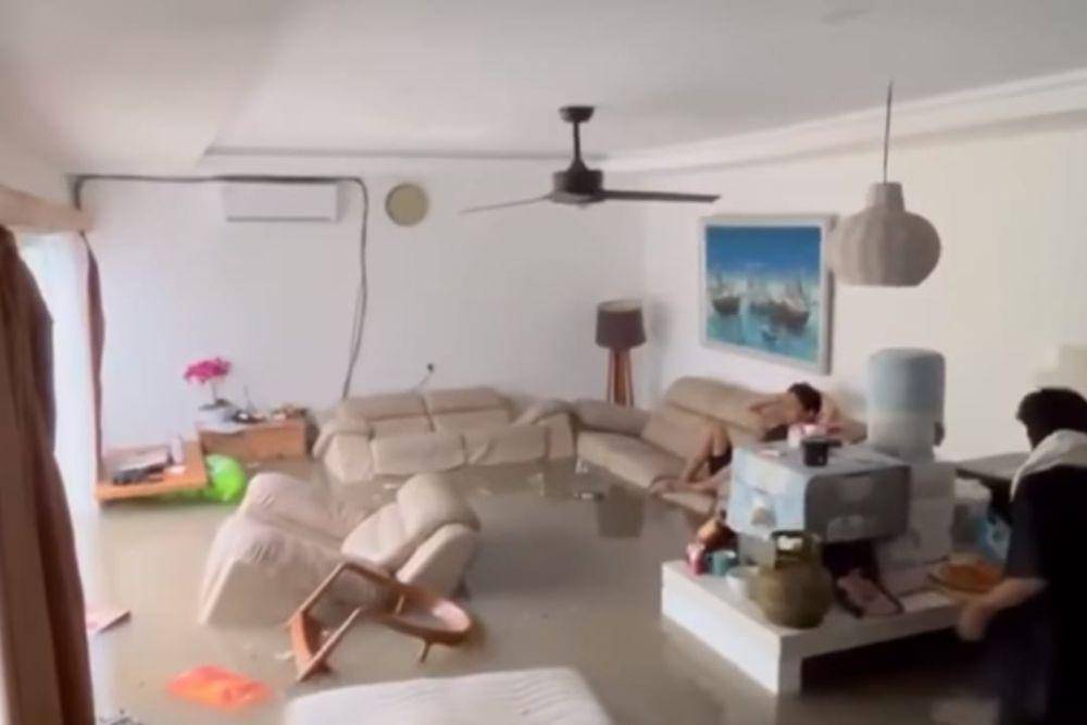 Kondisi rumah warga terendam air hujan pada 4 April 2024 di Padangsambian Kelod (screenshot)