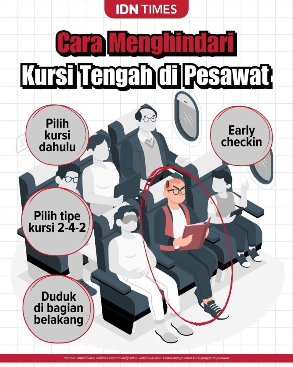 Infografis menghindari kursi tengah di pesawat (IDN Times/Sukma Mardya Shakti)