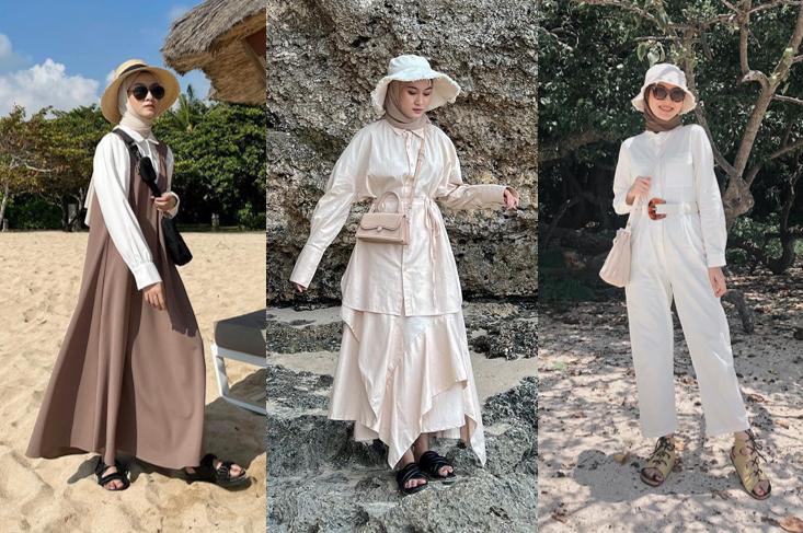 8 OOTD Hijab ke Pantai ala Inas Rana, Nyaman dan Tetap On Point!