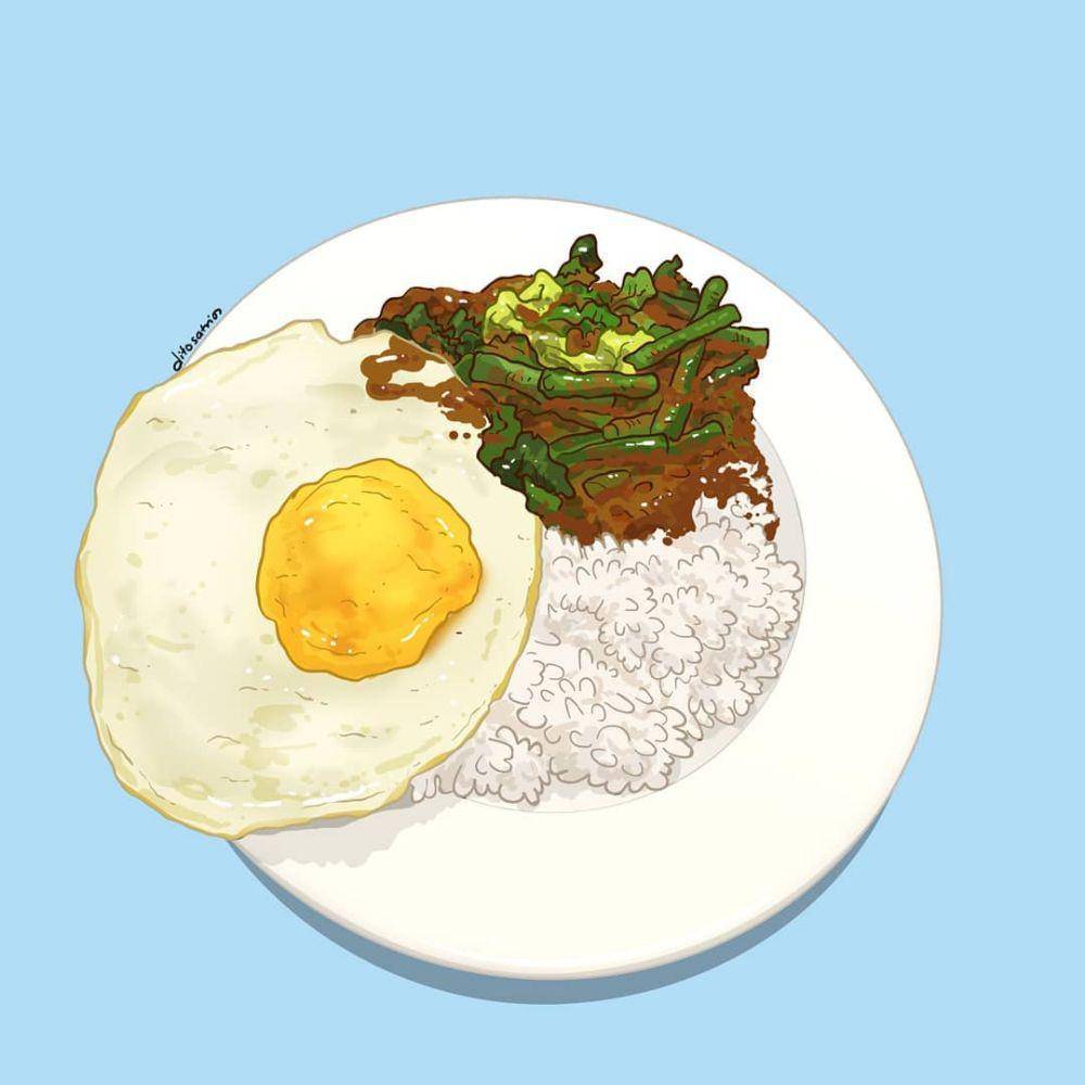 Ilustrasi makanan oleh Dito Satrio. (insatgram.com/ditosatrios)