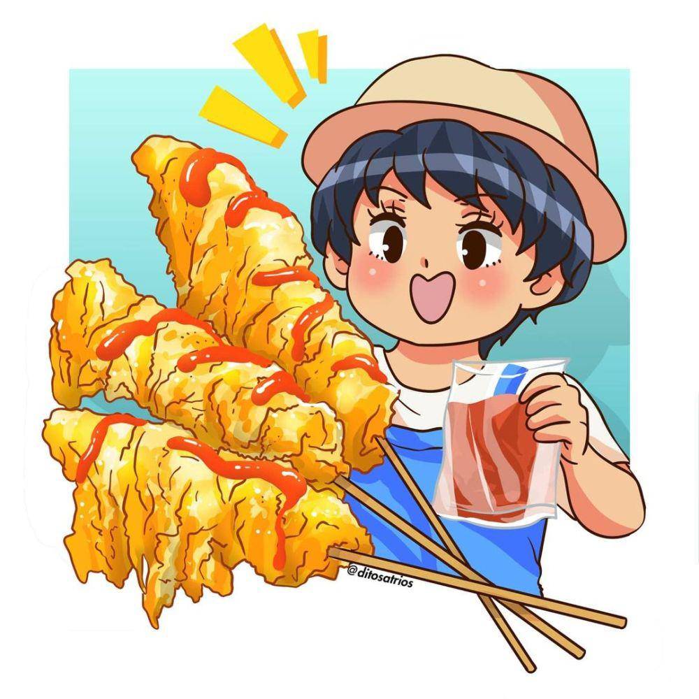 Ilustrasi makanan oleh Dito Satrio. (insatgram.com/ditosatrios)