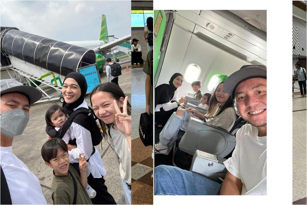 8 Potret Keluarga Omesh dan Dian Ayu Mudik ke Surabaya, Seru Berlima!