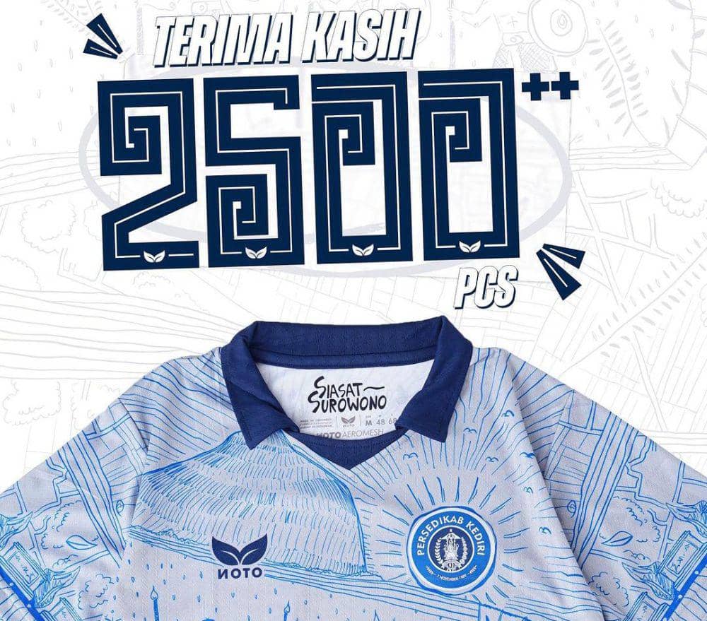 Permintaan konsunen terhadap jersey Persedikab Kediri langsung melonjak tajam di Indonesia. (instagram.com/notosportswear)