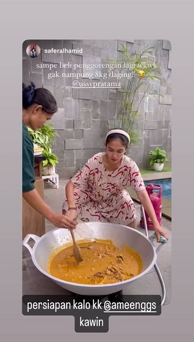 potret Ussy masak besar untuk Lebaran (instagram.com/ussypratama)