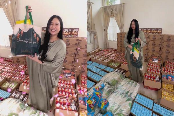 7 Potret Sisca Kohl Bagi-bagi Hampers Lebaran, Jumlahnya Menggunung