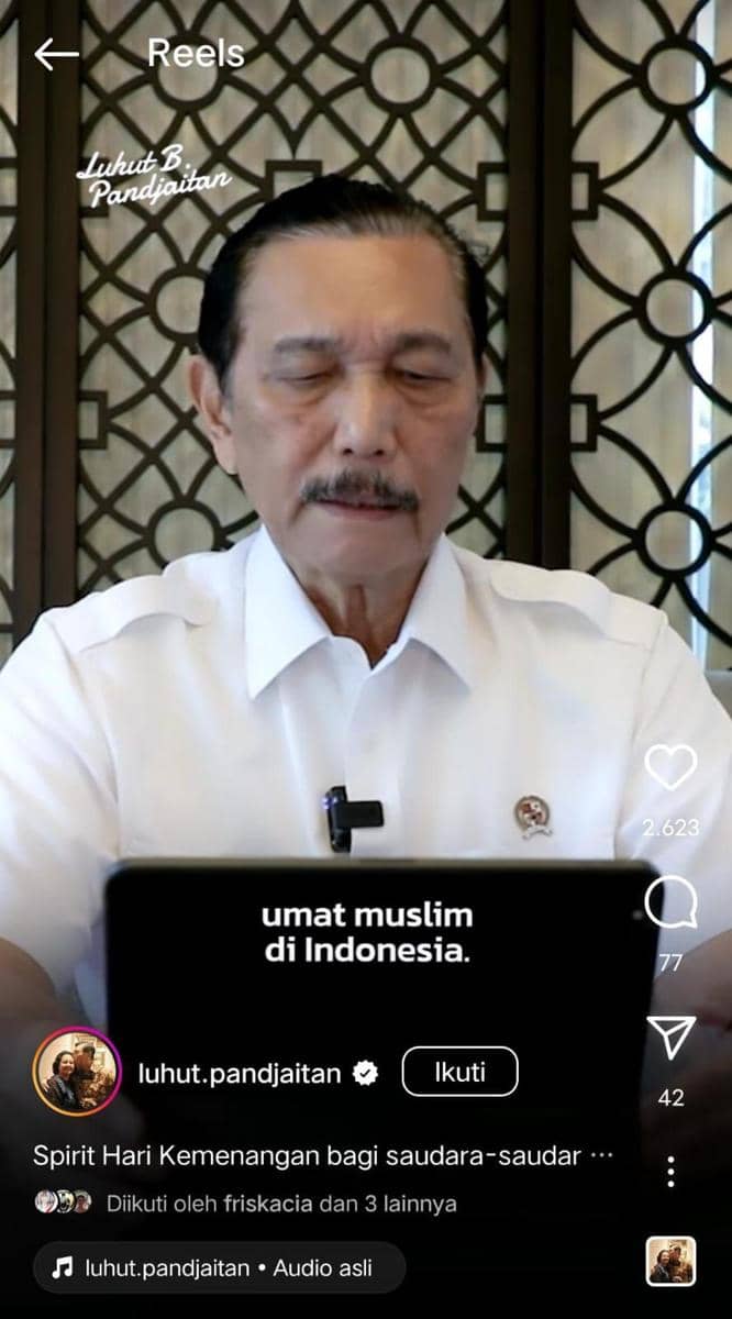 (Instagram Luhut Pandjaitan) Ucapan Selamat Lebaran