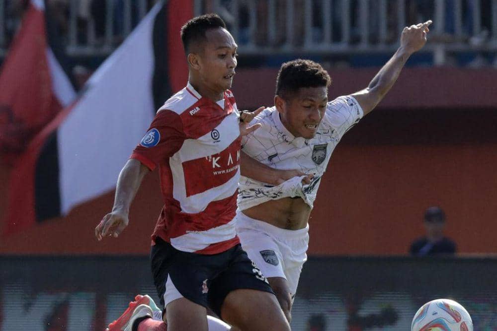 Madura United dalam laga menghadapi Borneo FC pada putaran pertama Liga 1 2023/2024. (instagram.com/maduraunited.fc)