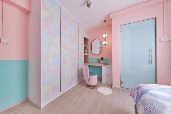 Ilustrasi kombinasi cat warna pink dan biru muda (Pinterest/Qanvast Pte Ltd)