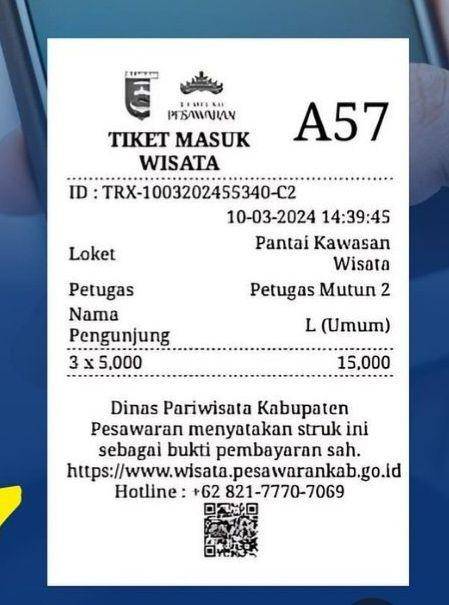 Ilustrasi tiket masuk wisata (Dok. Diskominfo Pesawaran)