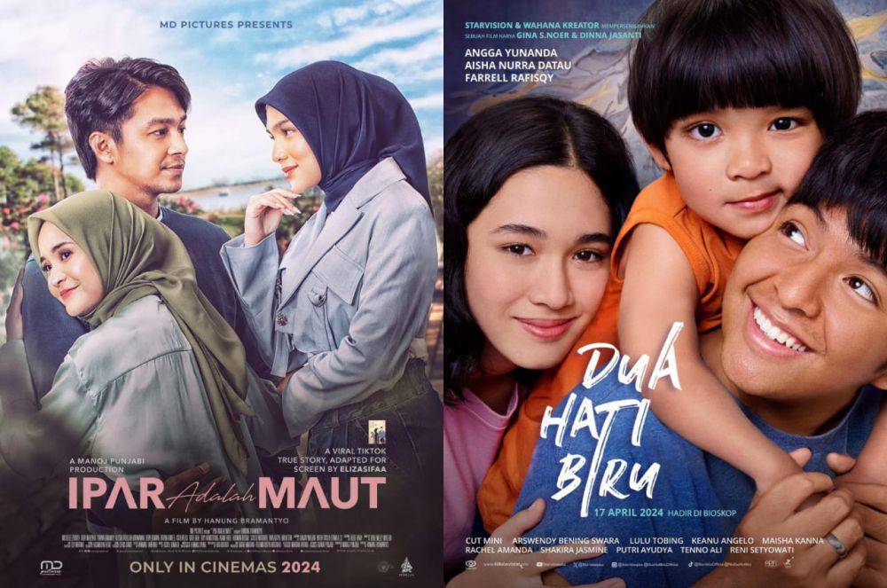 Film awal 2024 tentang konflik keluarga (dok. MD Pictures / Ipar adalah Maut | dok. Starvision Plus / Dua Hati Biru)
