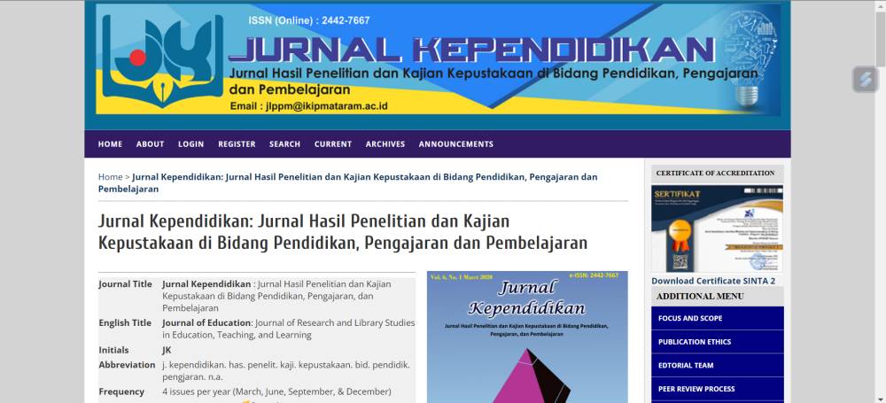 potret situs Jurnal Kependidikan (dok. Jurnal Kependidikan)