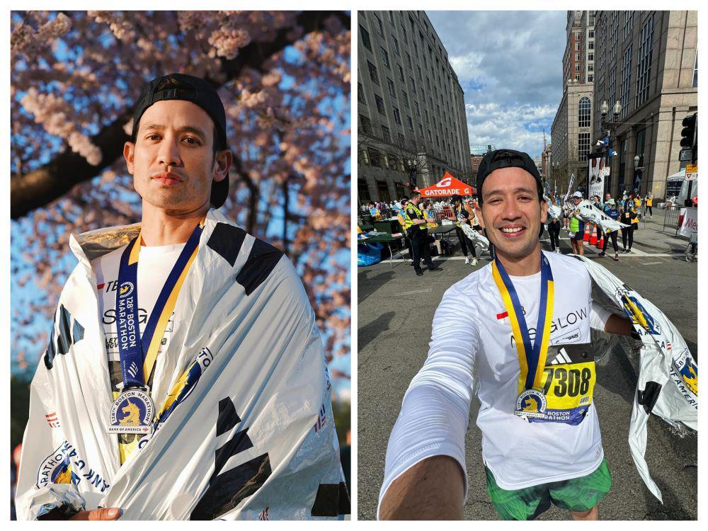 10 Momen Tarra Budiman Finish di Boston Marathon, Bikin Istri Nangis!