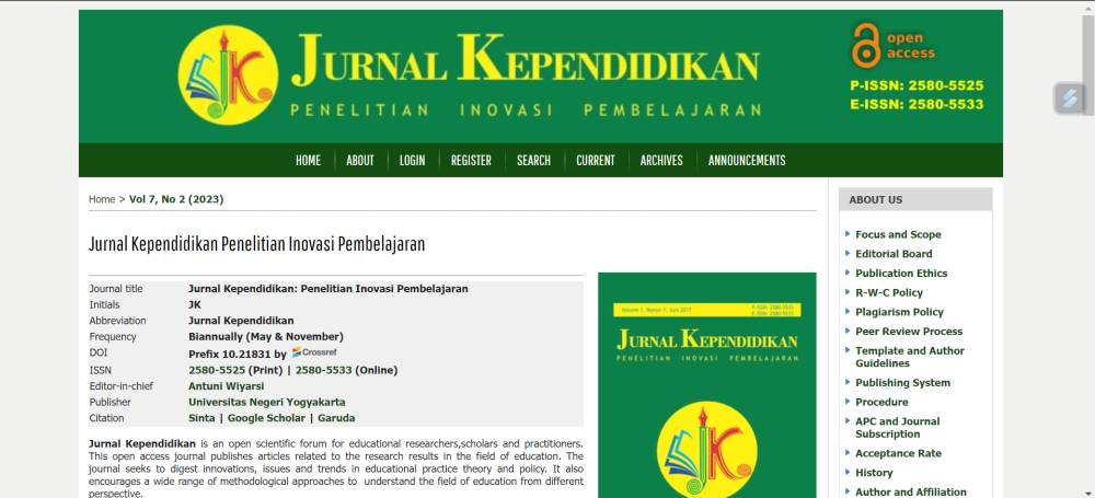 Potret situs Jurnal Kependidikan Penelitian dan Inovasi Pembelajaran (dok. Jurnal Kependidikan Penelitian dan Inovasi Pembelajaran)