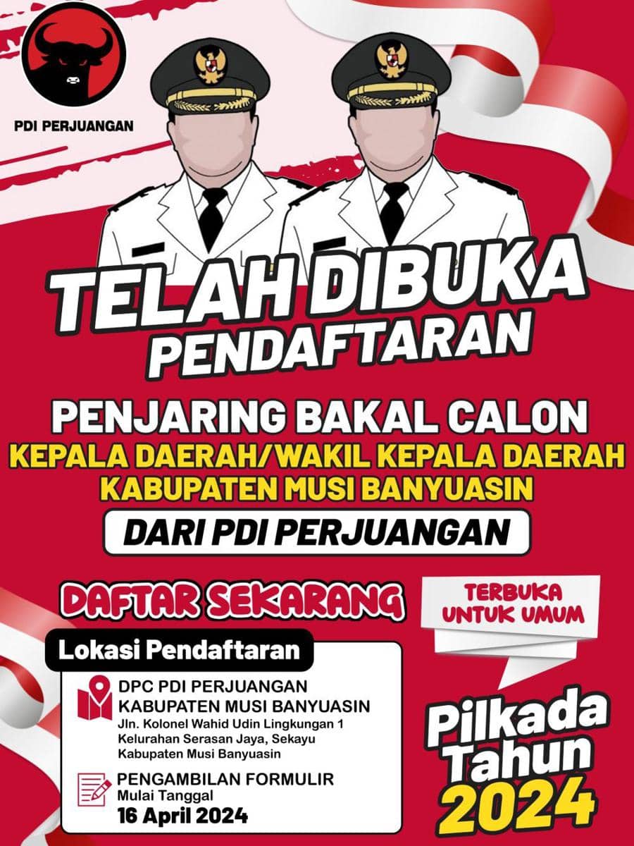 PDI Perjuangan Muba Buka Pendaftaran Bakal Calon Bupati untuk Umum
