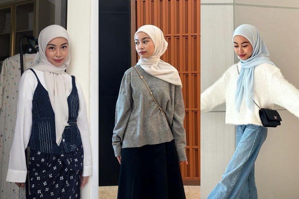 6 Inspirasi Style Hijab Segi Empat ala Tsana, Kasual dan Elegan!