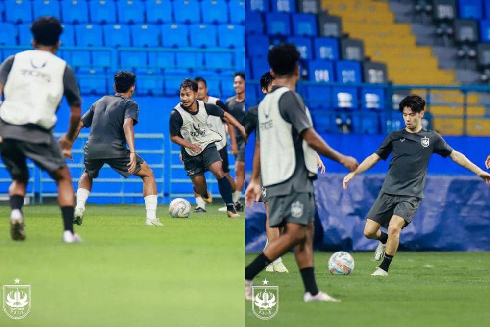 Para pemain PSIS Semarang dalam sesi latihan resmi yang berlangsung di Stadion Batakan Balikpapan, Senin 15 April 2024. (Instagram.com/psisfcofficial)