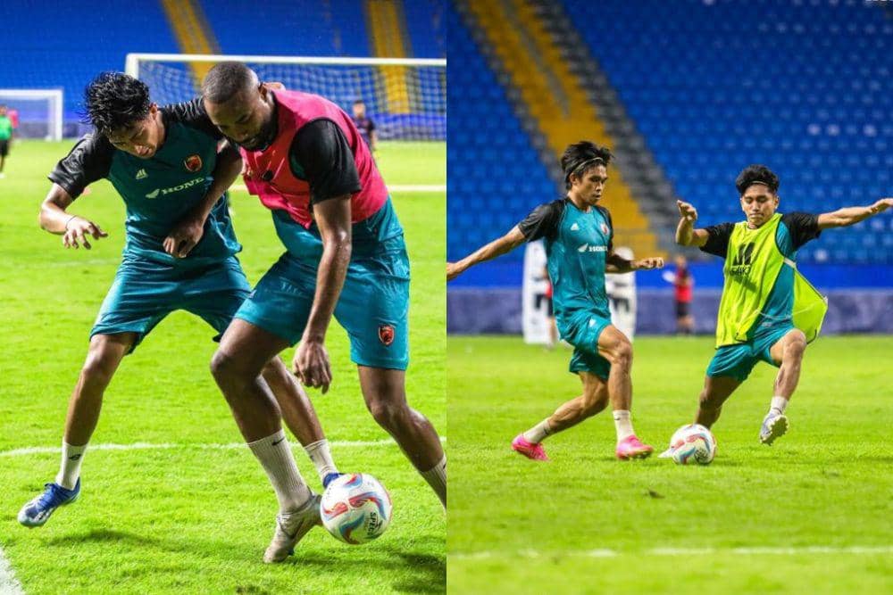 Para pemain PSM Makassar dalam sesi latihan resmi yang berlangsung di Stadion Batakan Balikpapan, Senin 15 April 2024. (Instagram.com/psm_makassar)