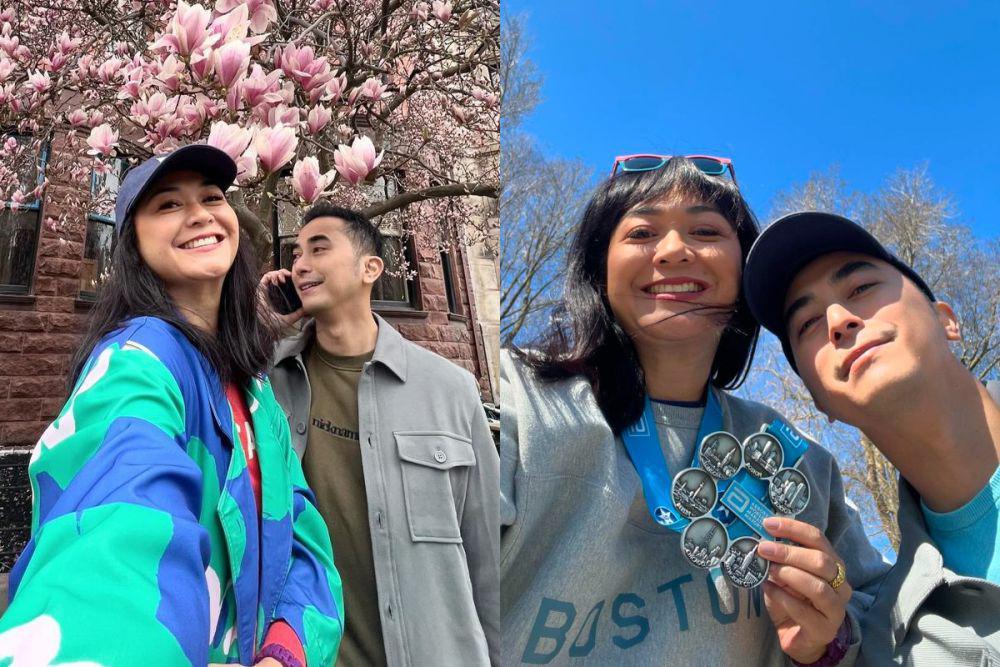7 Potret Winky Wiryawan di Boston, Amerika, Dukung Istri Lomba Maraton