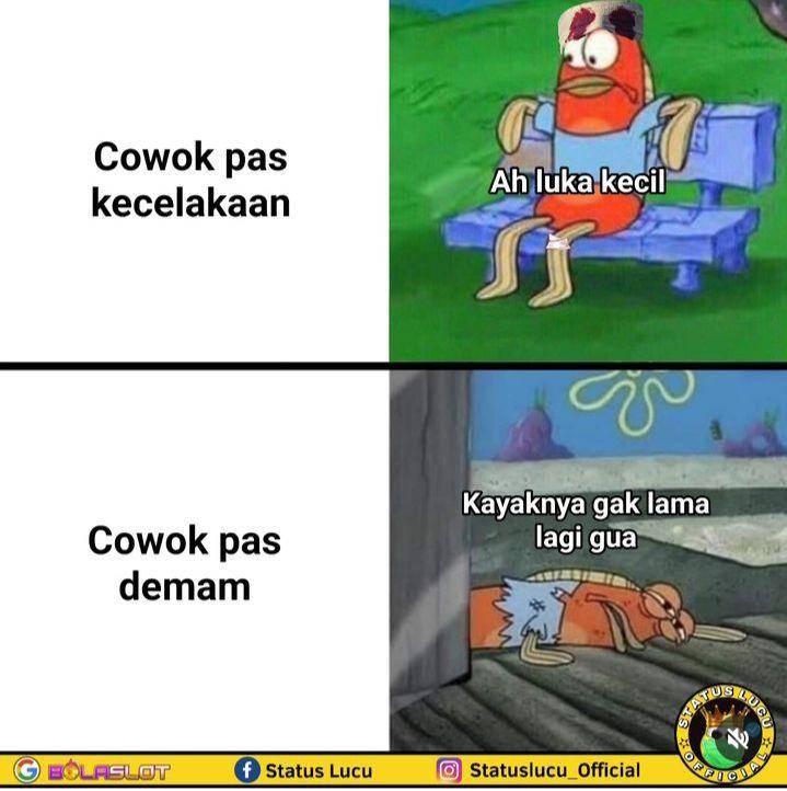 meme cowok saat demam (instagram.com/statuslucu_official)