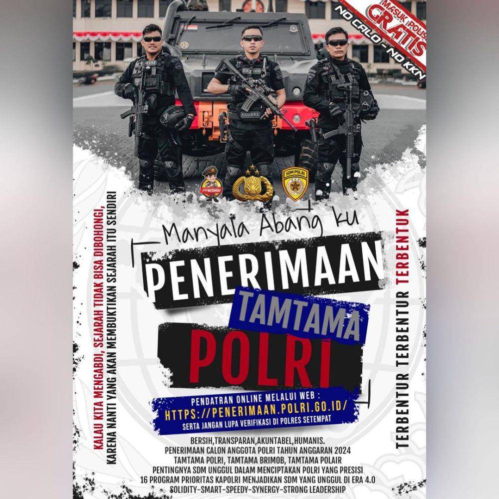 Rekrutmen Pendaftaran Calon Anggota Polri jalur Tamtama 2024 (instagram/@rekrutmen_polri)