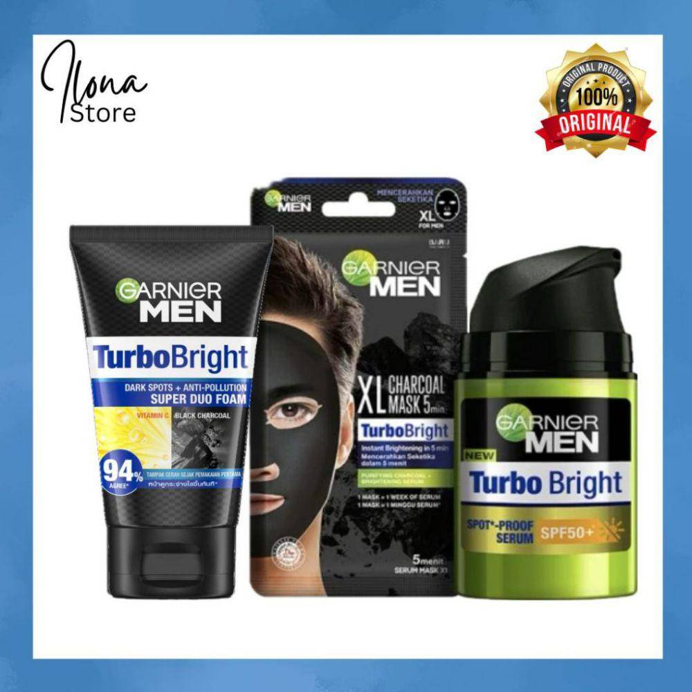 Garnier Men Brightening Kit! Turbo Bright Super Duo Foam (shopee.co.id/ilona Store)