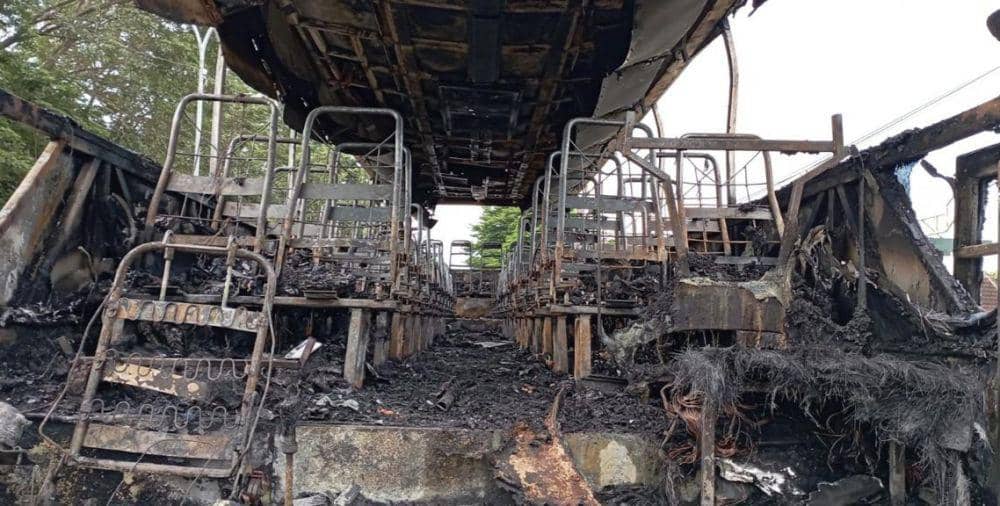 Bus PO Haryanto terbakar di Sleman. (Dok. Istimewa)