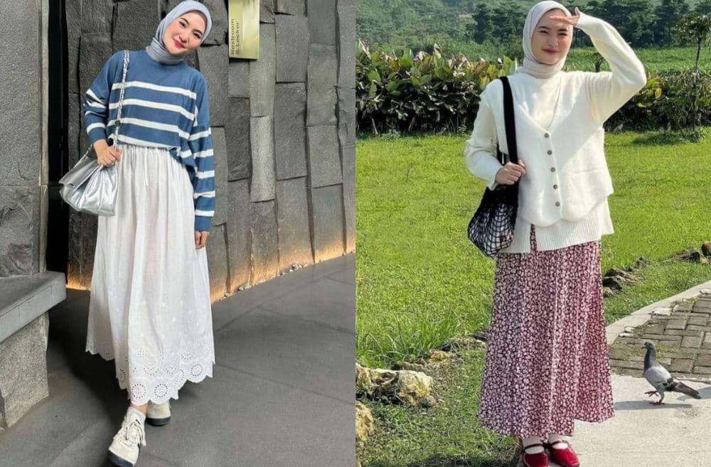 9 Ide Styling Knitwear ala Intan Ghazella, Cocok saat Musim Hujan